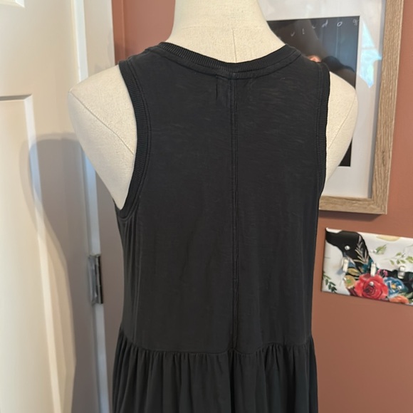 Nation LTD Melissa tiered Pima cotton ribbed trim S Black Sleeveless Dress - Picture 9 of 13